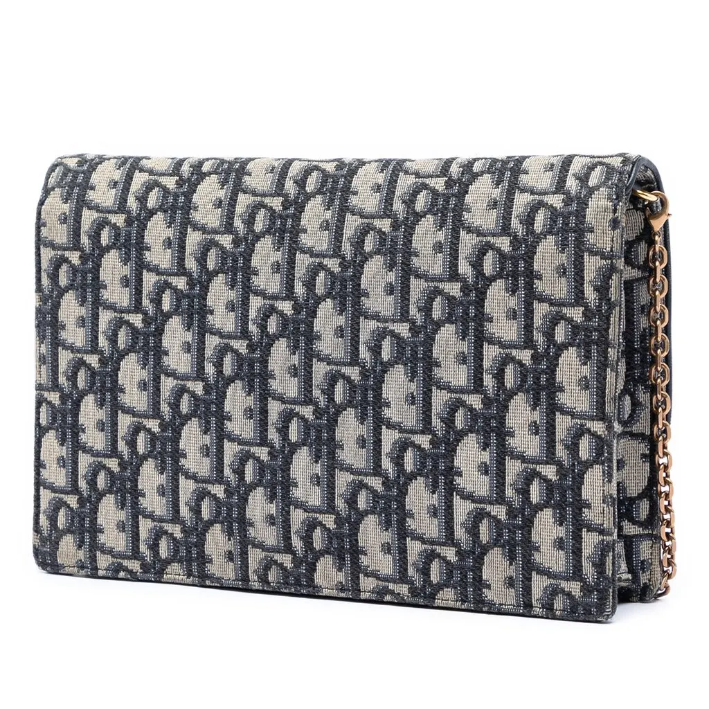 Dior Oblique Canvas Saddle Pouch Wallet on Chain Blue Very good - Back View