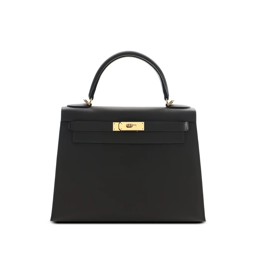 Hermès Epsom Kelly II Sellier 28 Grey Leather Very good - Front View