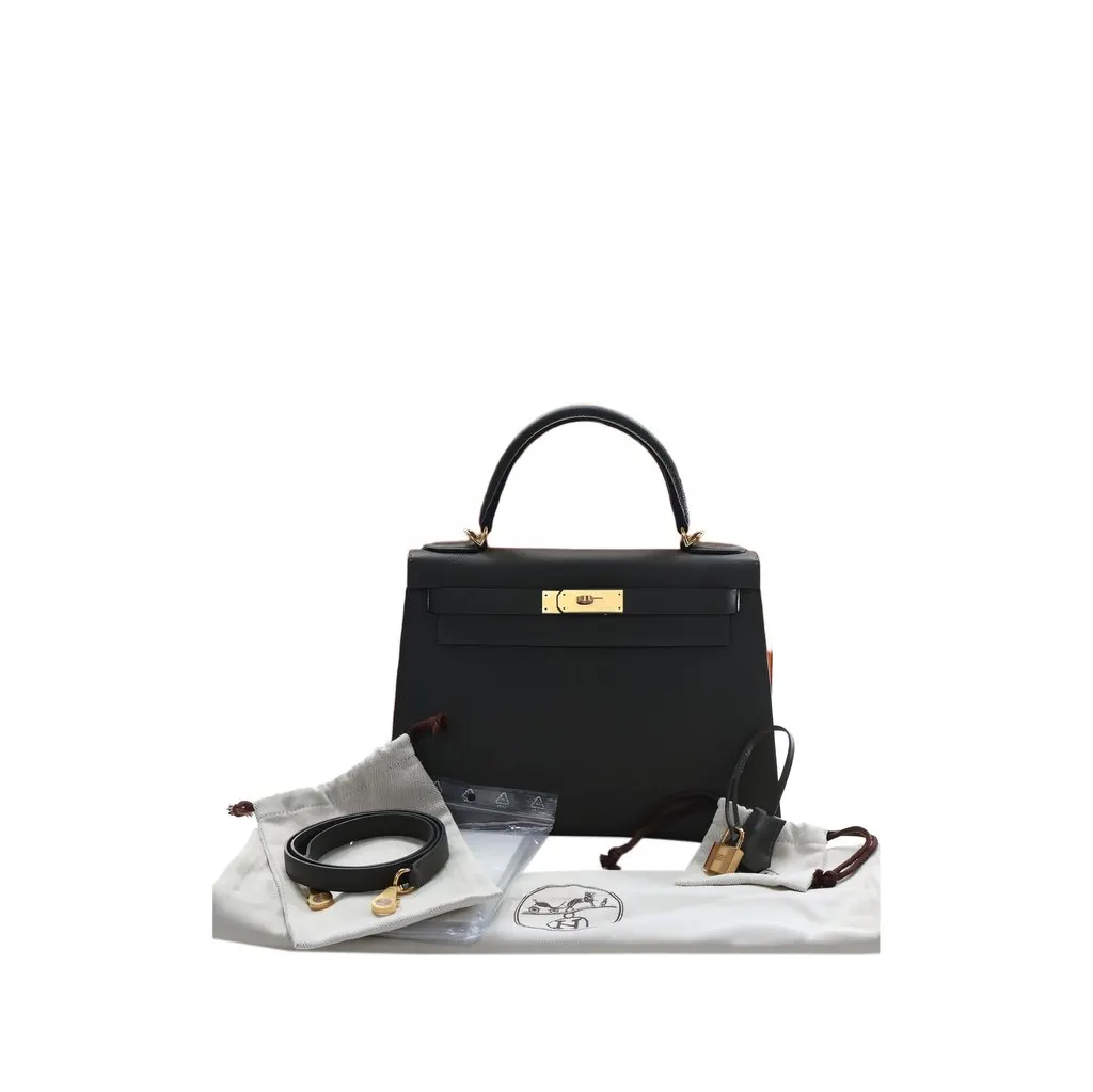 Hermès Epsom Kelly II Sellier 28 Grey Leather Very good - Box View