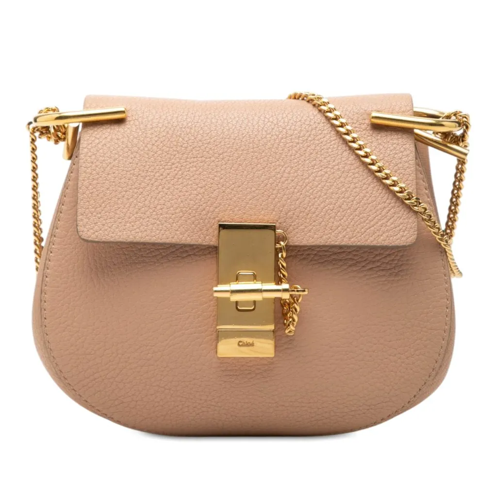 Chloé Mini Leather Drew Crossbody Pink Leather Very good - Front View