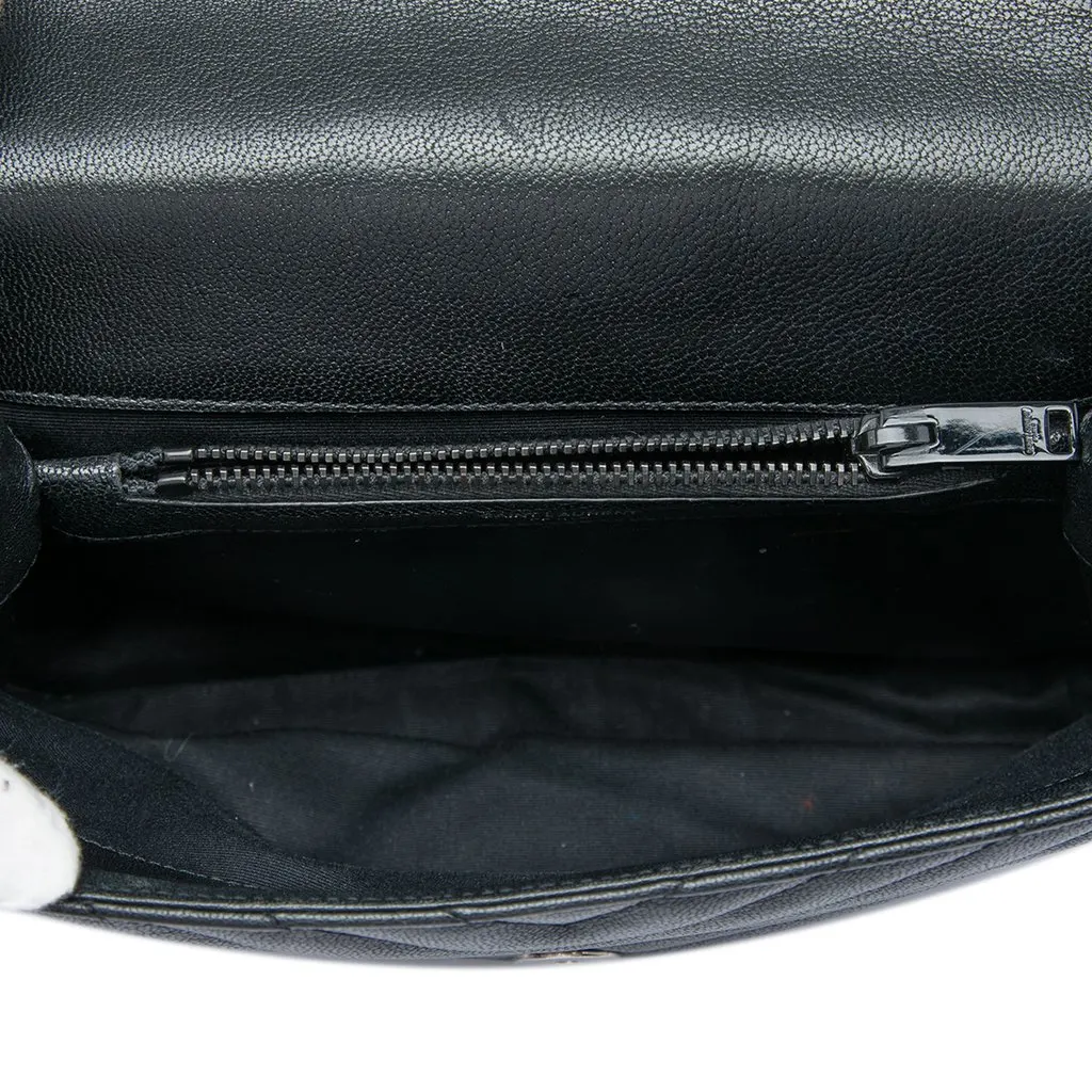 Saint Laurent Medium Chevron Sheepskin  Monogram Monochrome College Bag Black Leather Very good - Model View