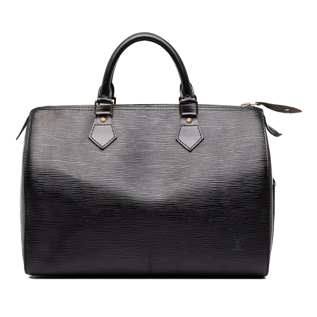 Louis Vuitton Epi Speedy 30 Black Leather Good - Front View