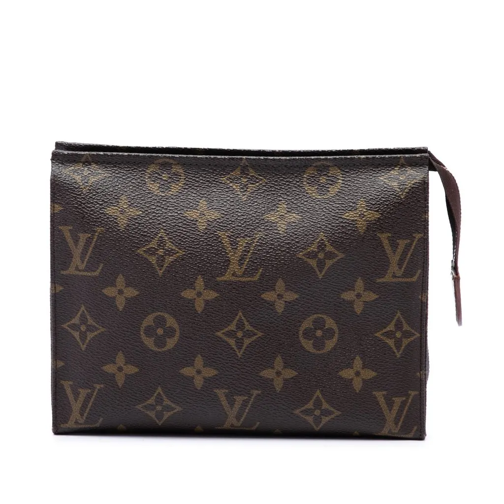 Louis Vuitton Monogram Toiletry Pouch 19 Brown Canvas Good - Front View