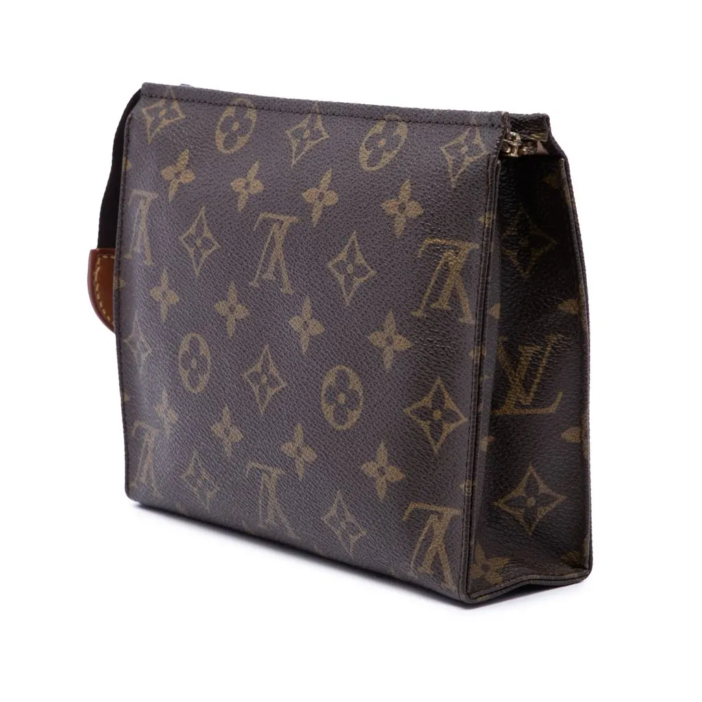 Louis Vuitton Monogram Toiletry Pouch 19 Brown Canvas Good - Back View