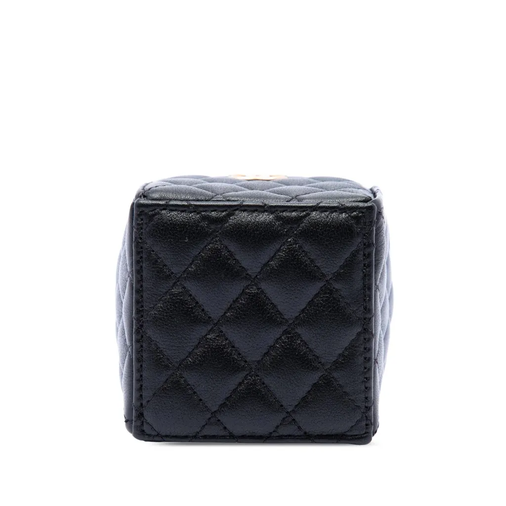 Chanel Mini Quilted Calfskin Drawstring Bucket Bag Black Leather Very good - Inside View