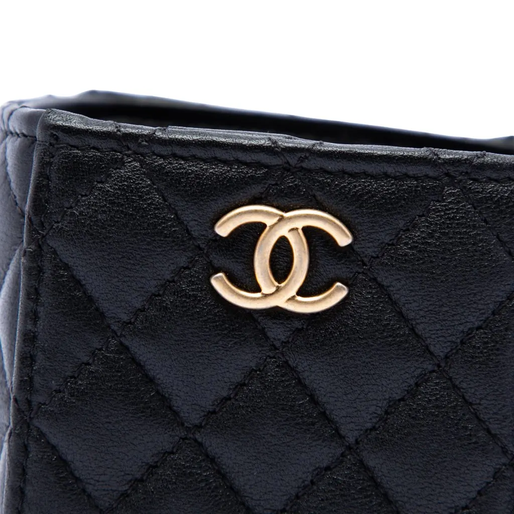 Chanel Mini Quilted Calfskin Drawstring Bucket Bag Black Leather Very good - Box View