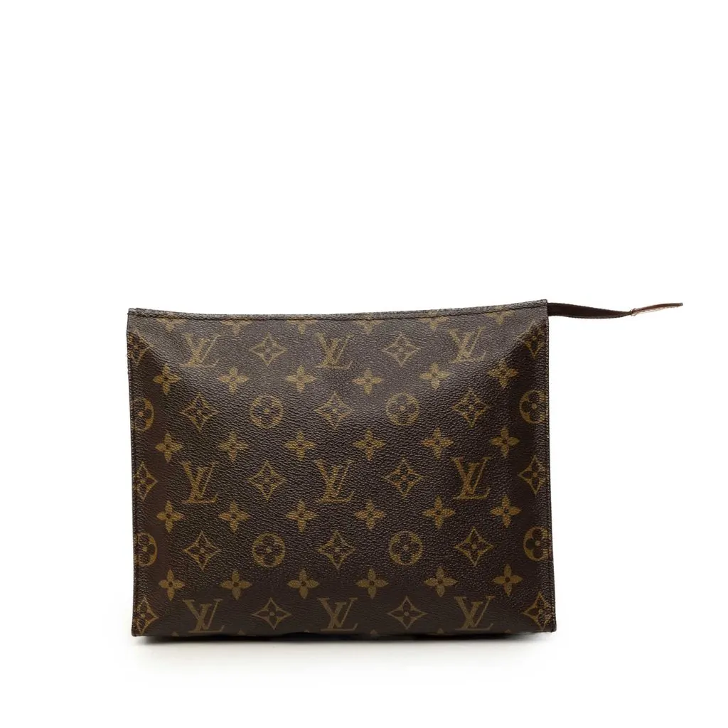 Louis Vuitton Monogram Toiletry Pouch 26 Brown Canvas Good - Front View
