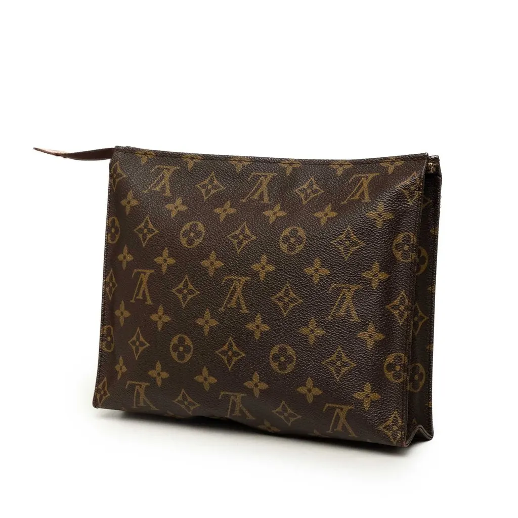 Louis Vuitton Monogram Toiletry Pouch 26 Brown Canvas Good - Back View