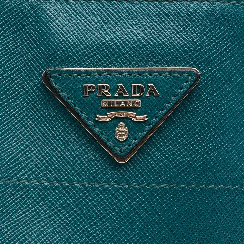 Prada Saffiano Soft Triple Pocket Tote Blue Leather Very good - Box View
