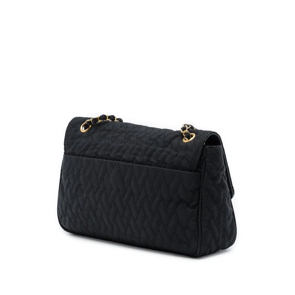 Prada Impuntu Tessuto Chain Flap Shoulder Bag Black Polyamide Good - Back View