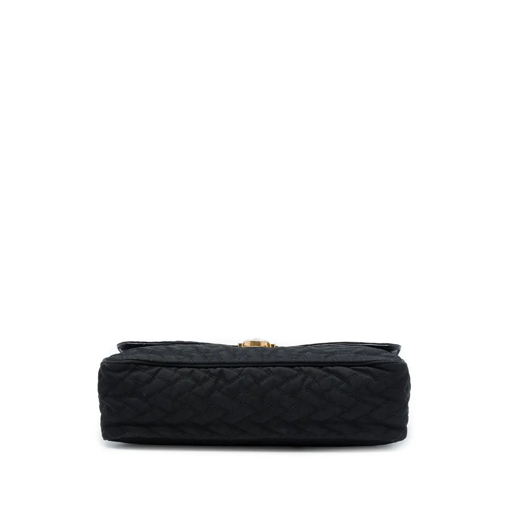 Prada Impuntu Tessuto Chain Flap Shoulder Bag Black Polyamide Good - Inside View