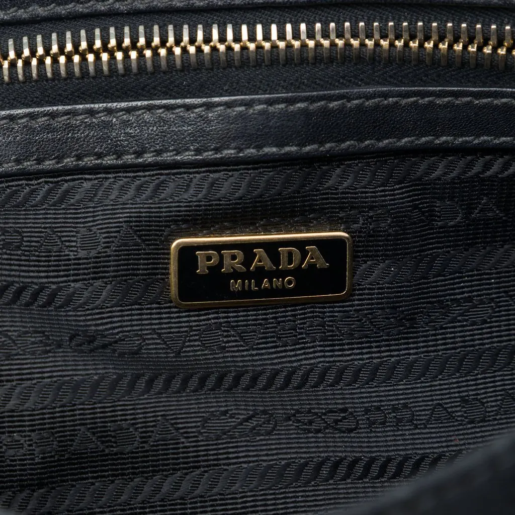 Prada Impuntu Tessuto Chain Flap Shoulder Bag Black Polyamide Good - Box View