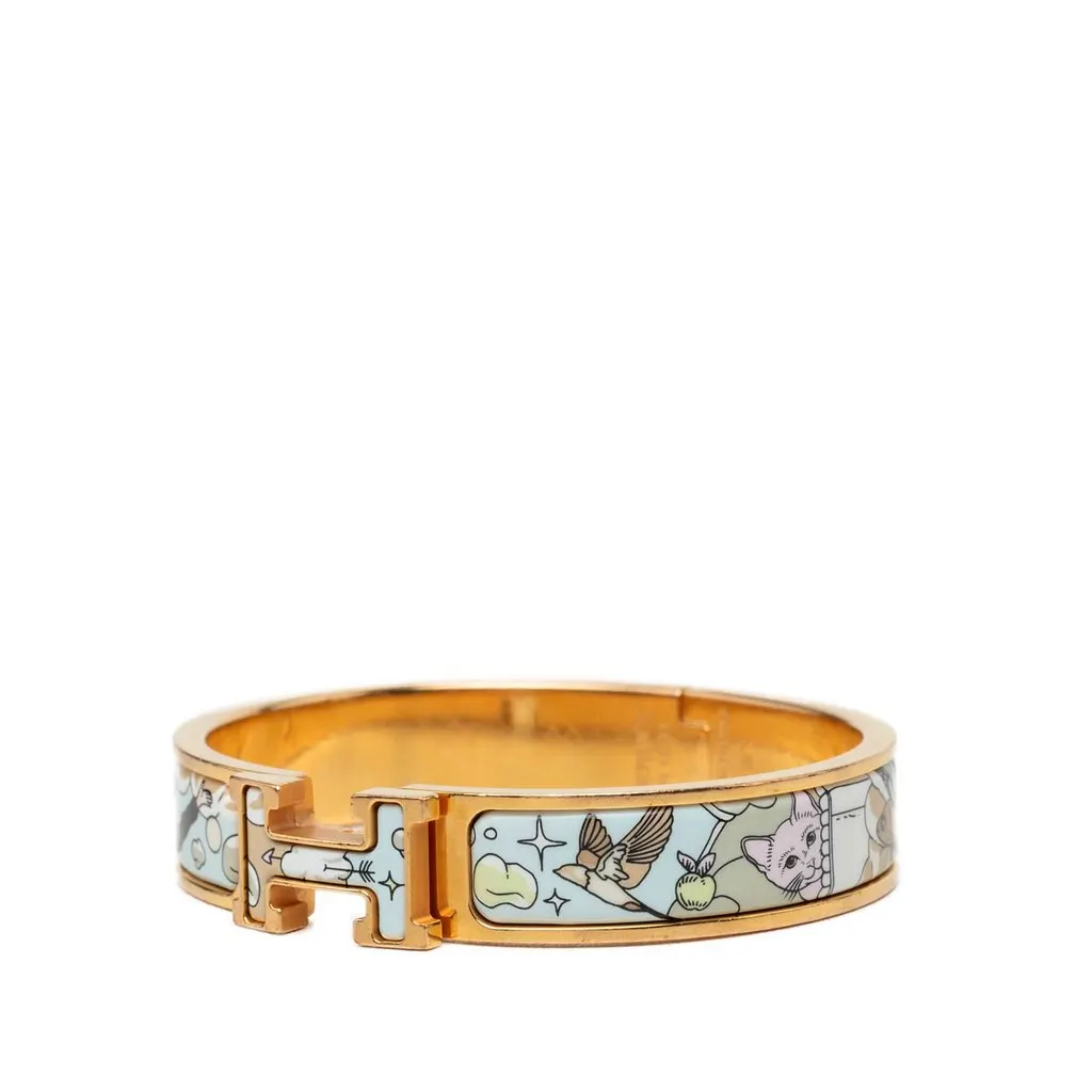 Hermès Narrow Enamel Dans Les Nuages Clic H Bracelet PM Blue Very good - Back View