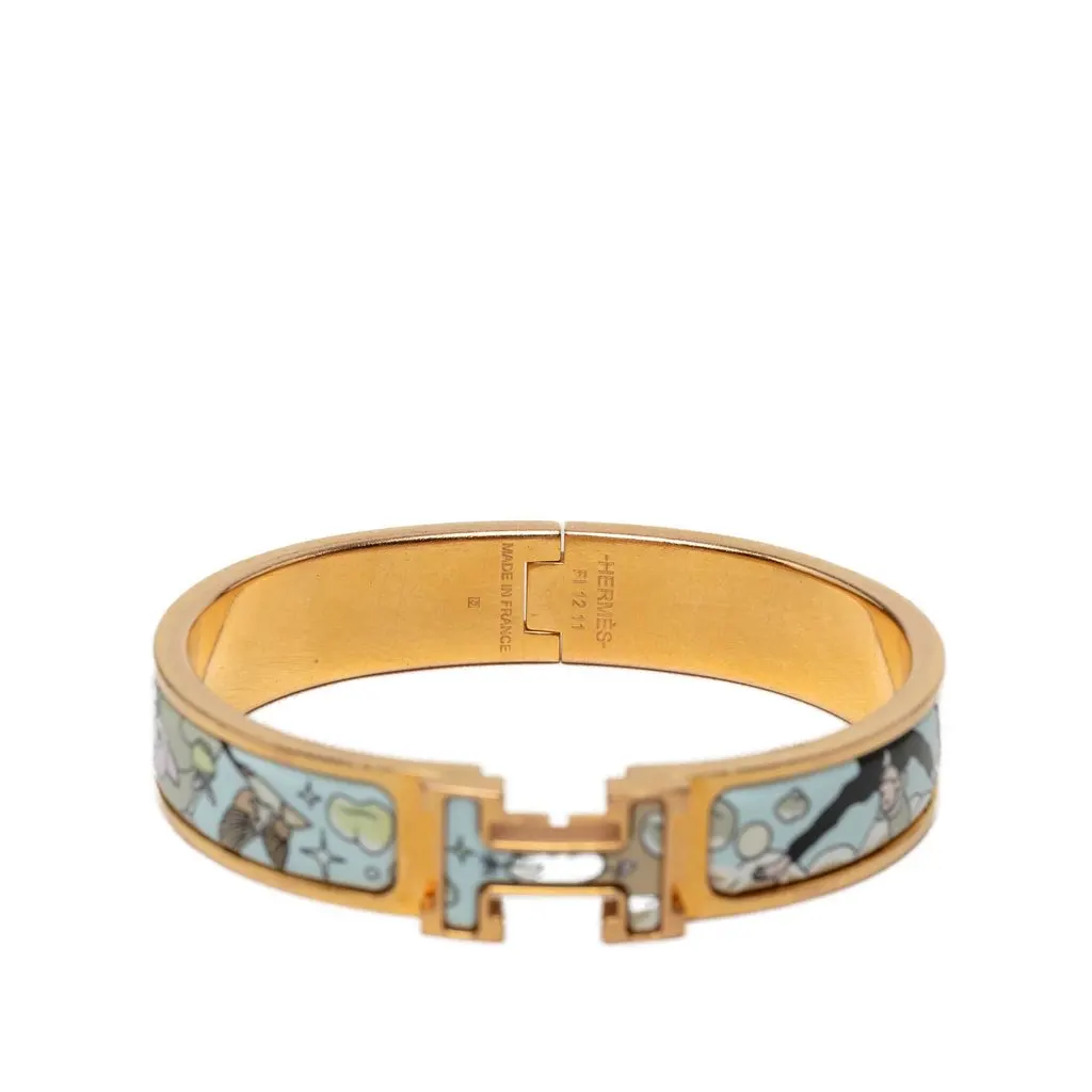 Hermès Narrow Enamel Dans Les Nuages Clic H Bracelet PM Blue Very good - Model View