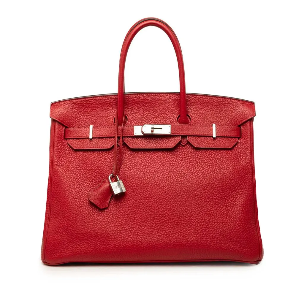 Hermès Clemence Birkin Retourne 35 Red Leather Good - Front View