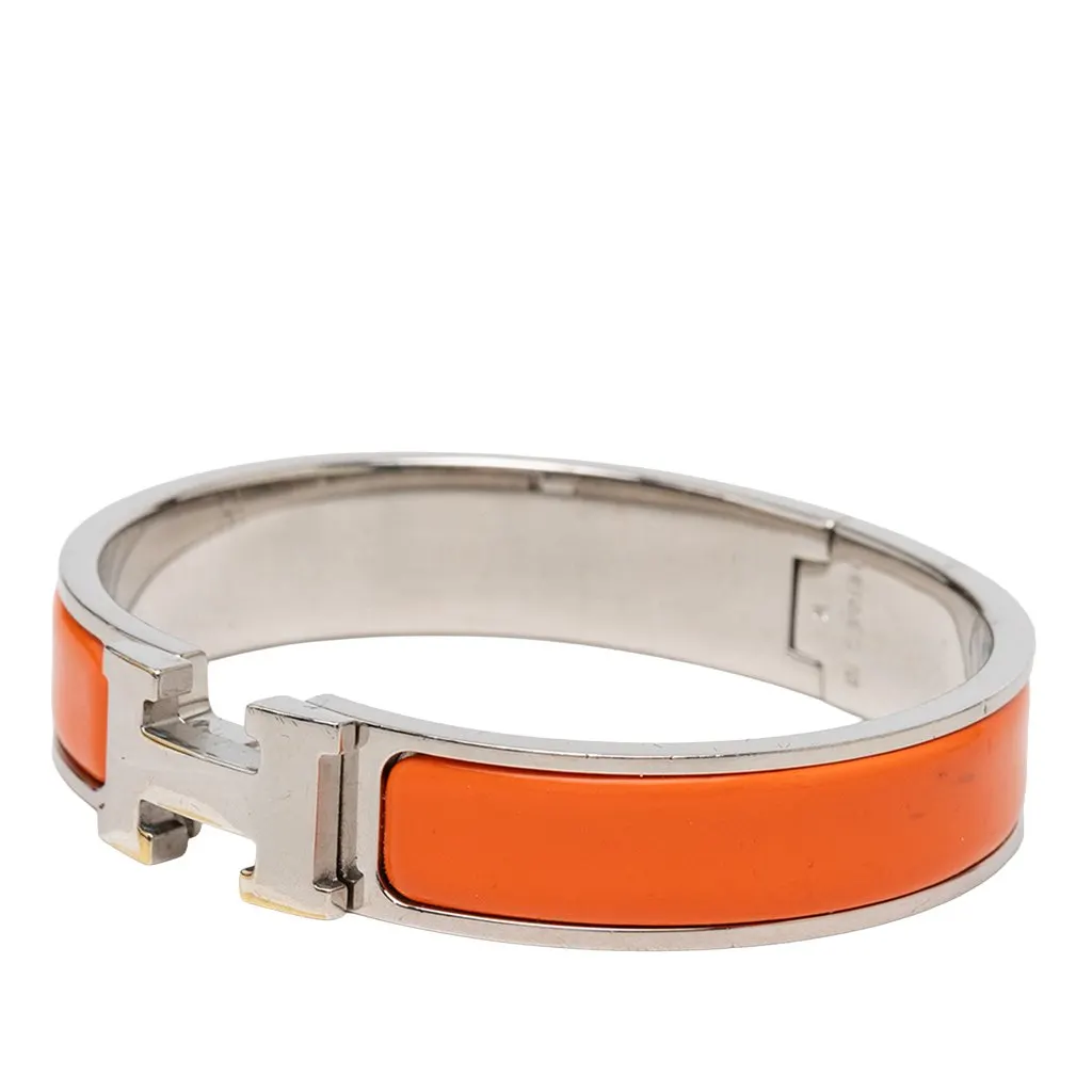 Hermès Narrow Enamel Clic H Bracelet PM Orange Very good - Back View