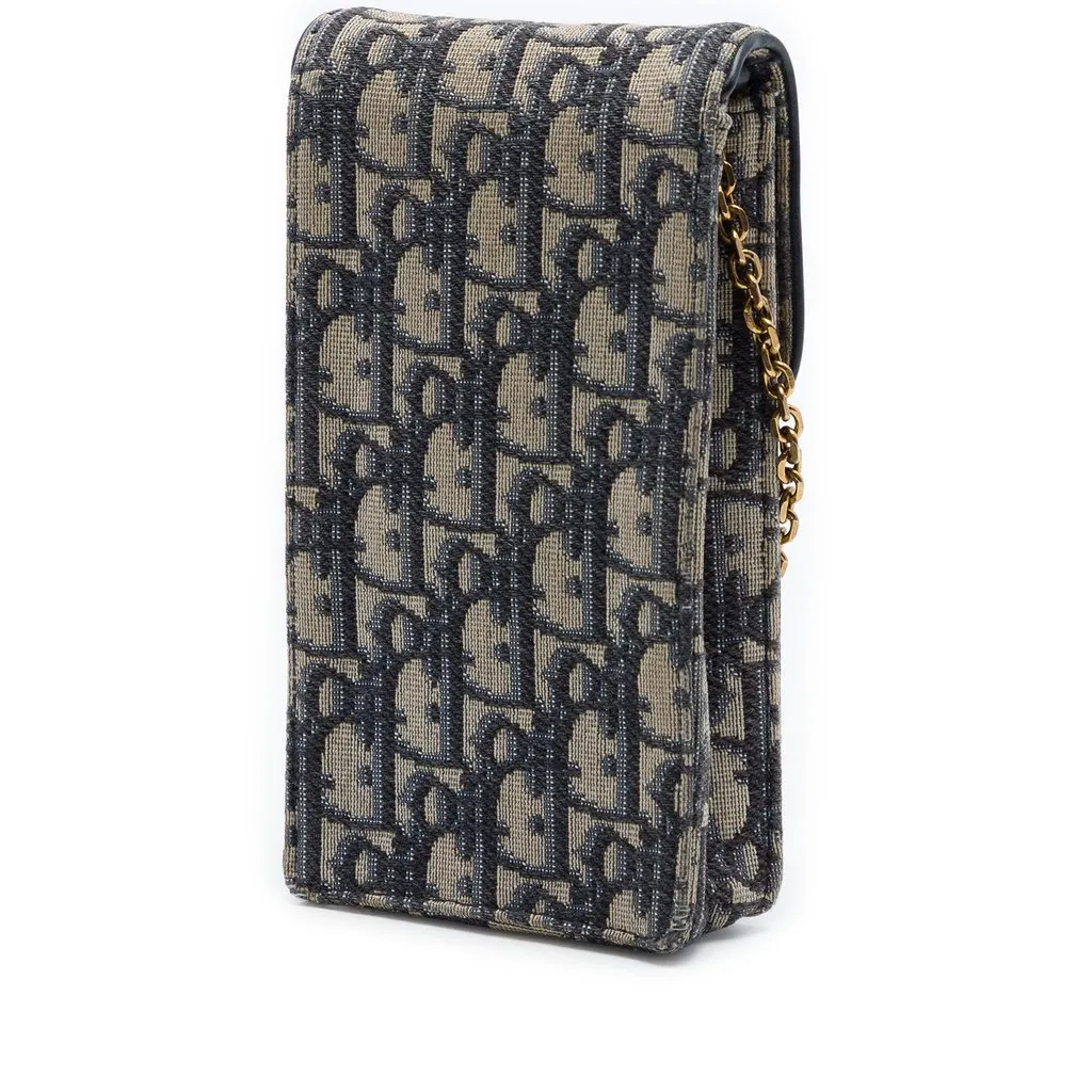 Dior Oblique Canvas Saddle Phone Holder Crossbody Blue Very good - Back View
