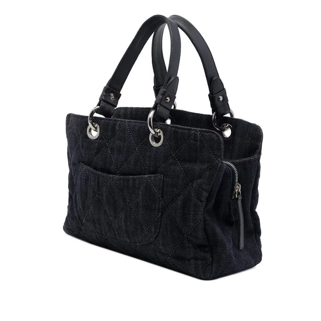 Chanel CC Quilted Denim Timeless Tote Black Denim Very good - Back View