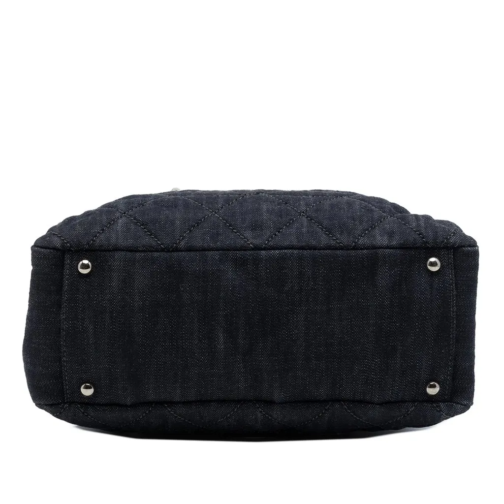 Chanel CC Quilted Denim Timeless Tote Black Denim Very good - Inside View