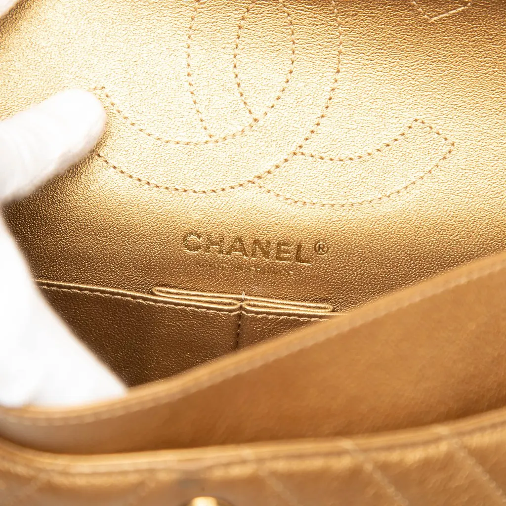 Chanel Chevron Metallic Aged Calfskin Reissue 2.55 Double Flap 225 Gold Leather Very good - Box View