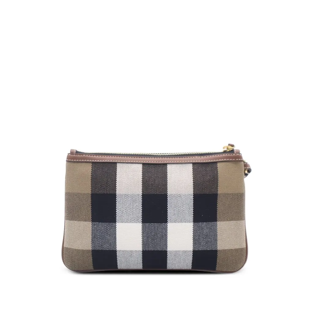 Burberry House Check Canvas Peyton Wristlet Pouch Brown Canvas Very good - Back View