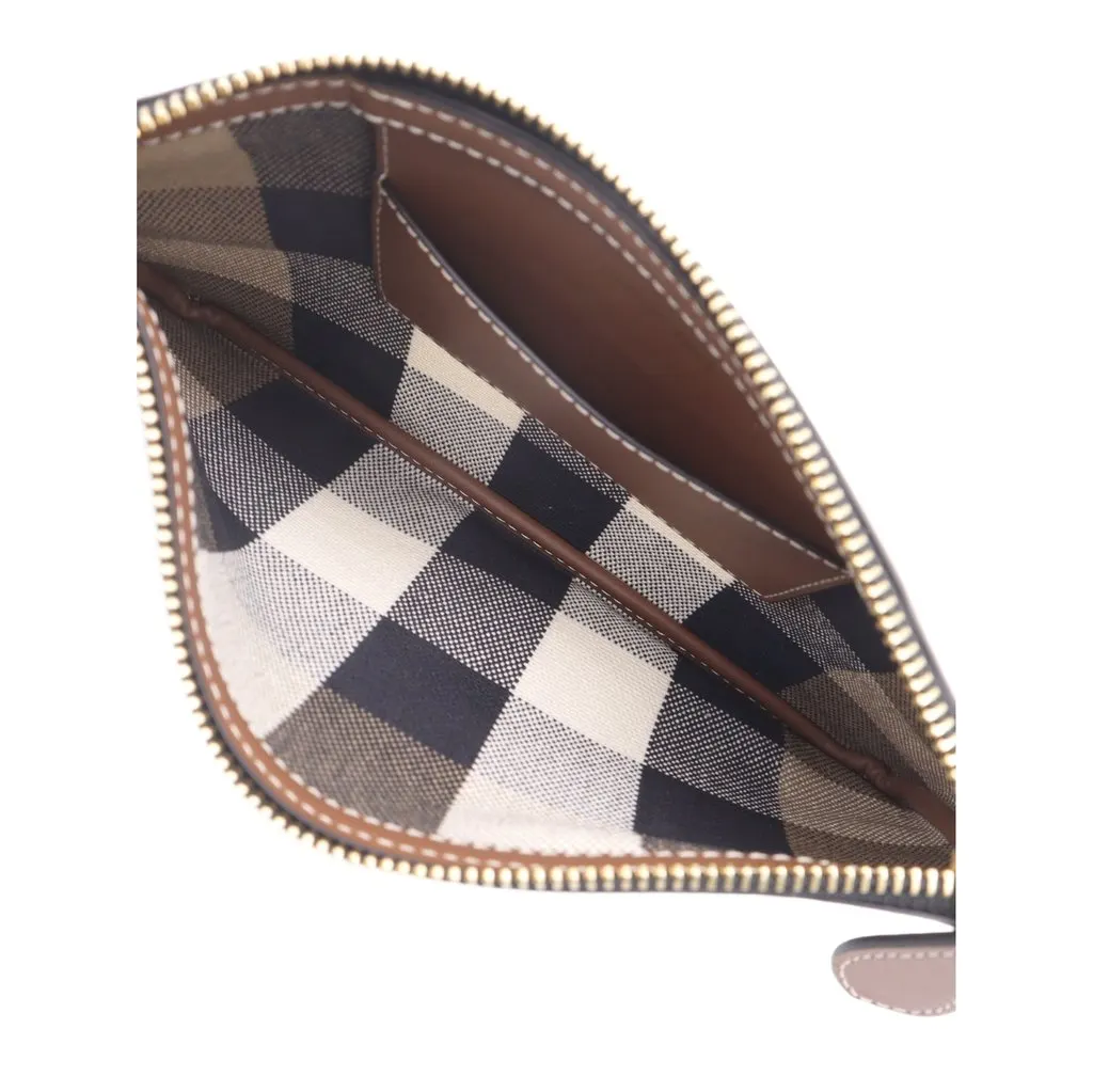 Burberry House Check Canvas Peyton Wristlet Pouch Brown Canvas Very good - Model View