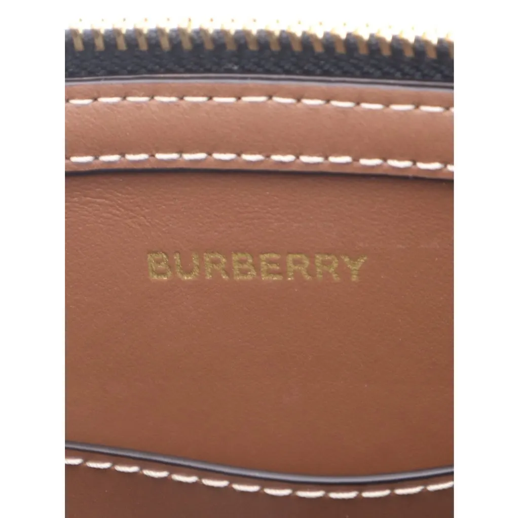 Burberry House Check Canvas Peyton Wristlet Pouch Brown Canvas Very good - Box View