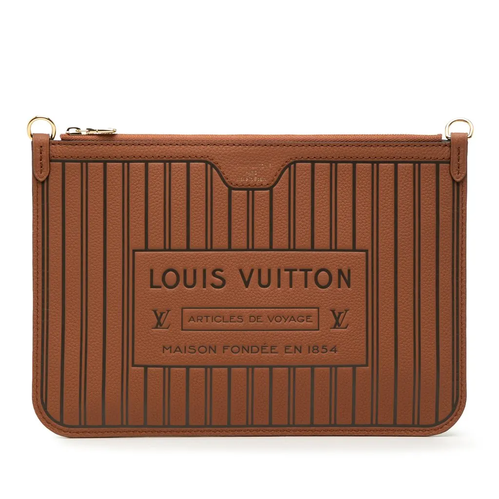 Louis Vuitton Inside Out Calfskin Neverfull MM Pouch Brown Leather Very good - Front View