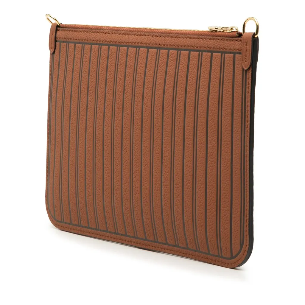 Louis Vuitton Inside Out Calfskin Neverfull MM Pouch Brown Leather Very good - Back View