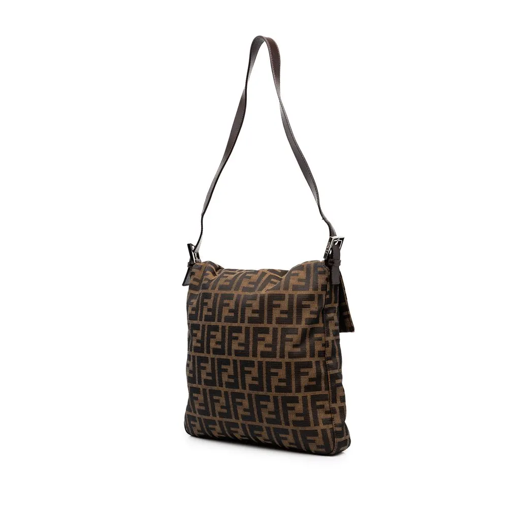 Fendi Zucca Canvas Shoulder Bag Brown Canvas Good - Back View