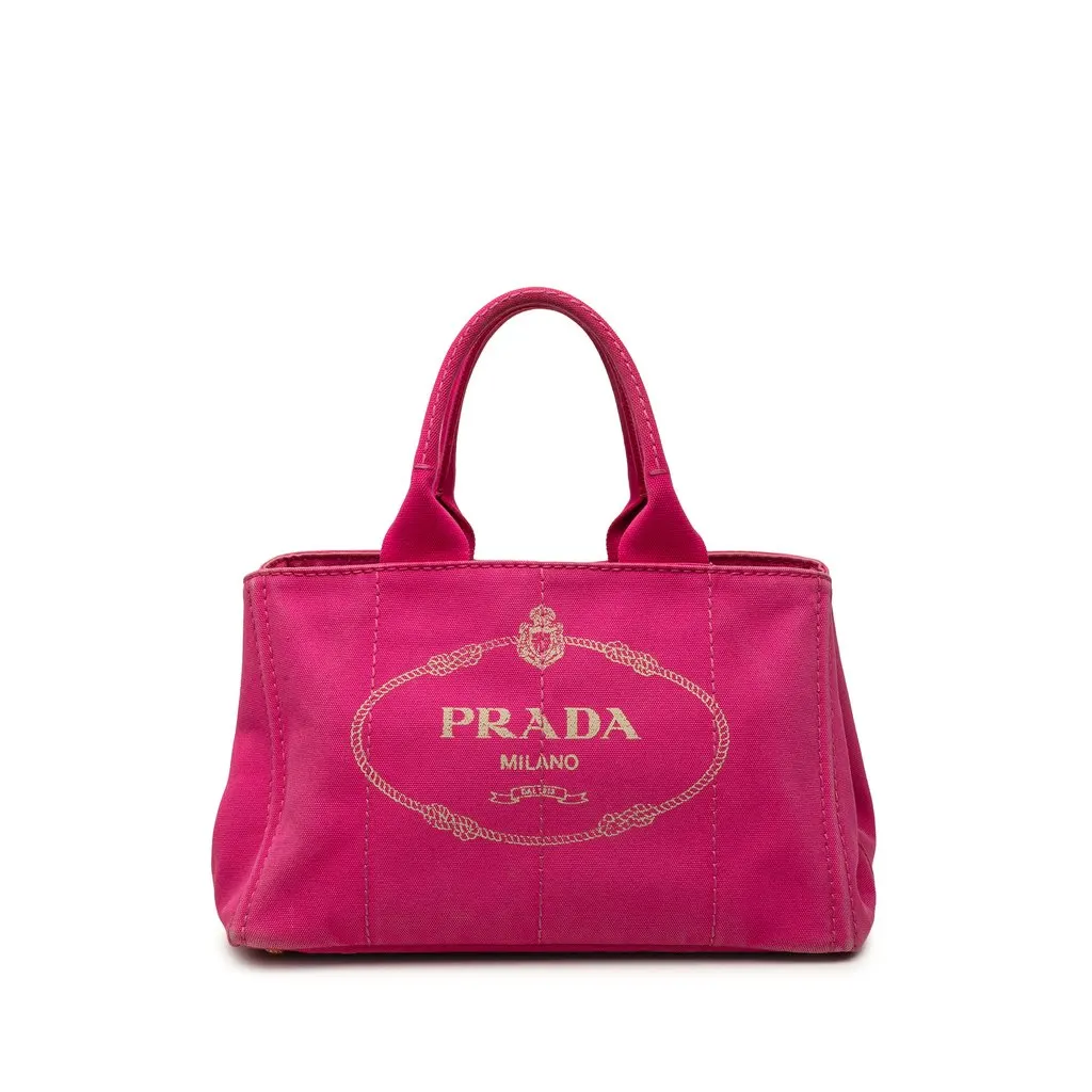 Prada Canvas Canapa Logo Tote Pink Canvas Very good - Front View