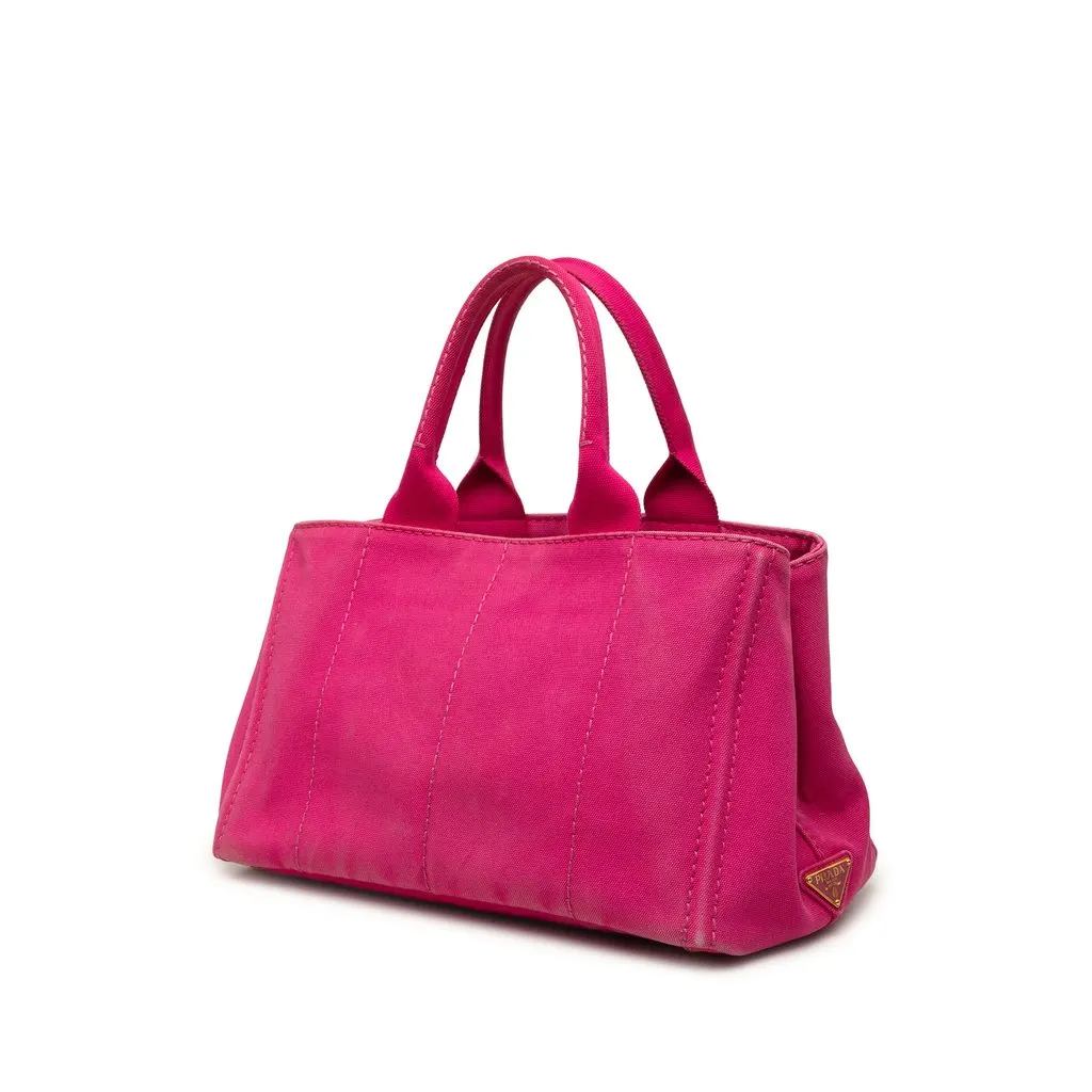 Prada Canvas Canapa Logo Tote Pink Canvas Very good - Back View