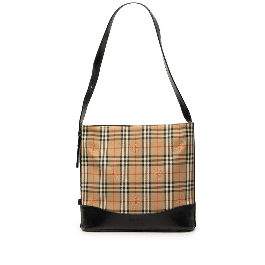 Burberry Haymarket Check Canvas Tote Beige Canvas Good - Front View