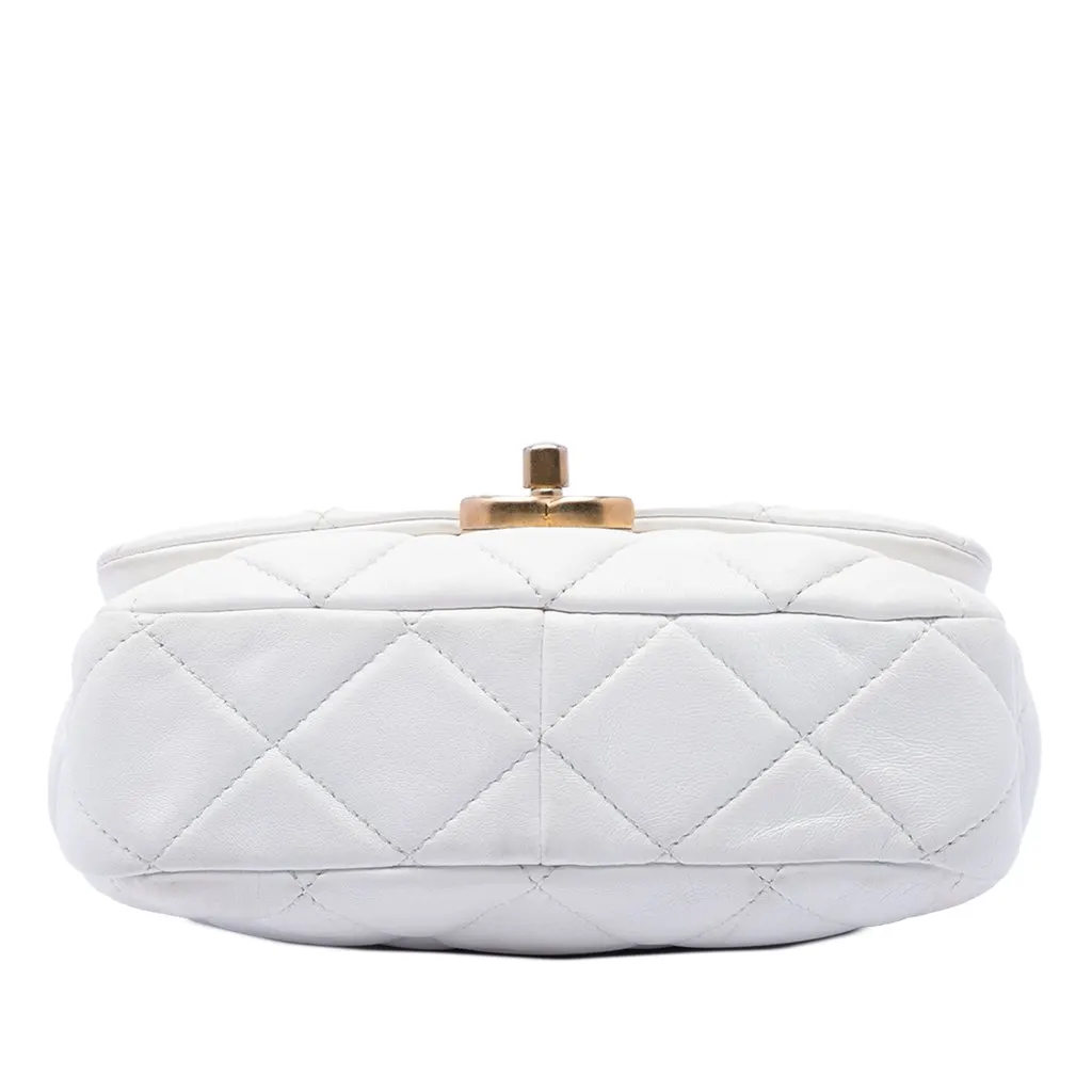 Chanel Mini Quilted Lambskin Lacquered Chain Flap White Leather Very good - Inside View