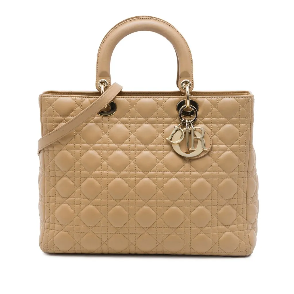 Dior كبيرة جلد الحمل كاناج ليدي ديور