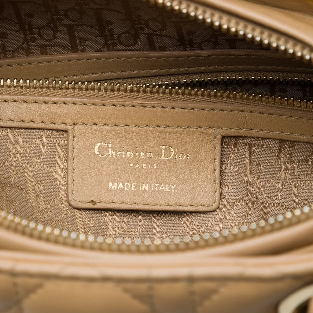 Dior Large Lambskin Cannage Lady Dior Beige Leather Very good - Box View