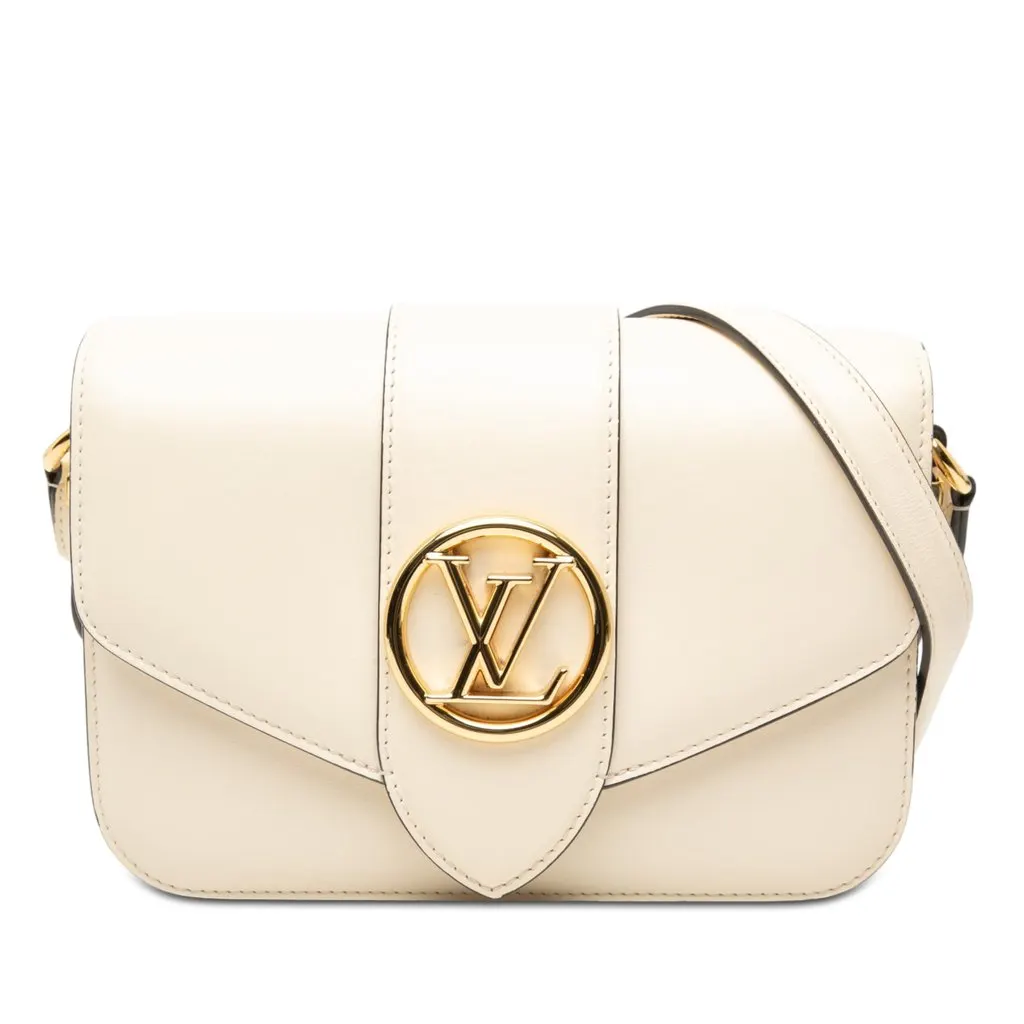 Louis Vuitton Calfskin LV Pont 9 Soft MM White Leather Very good - Front View