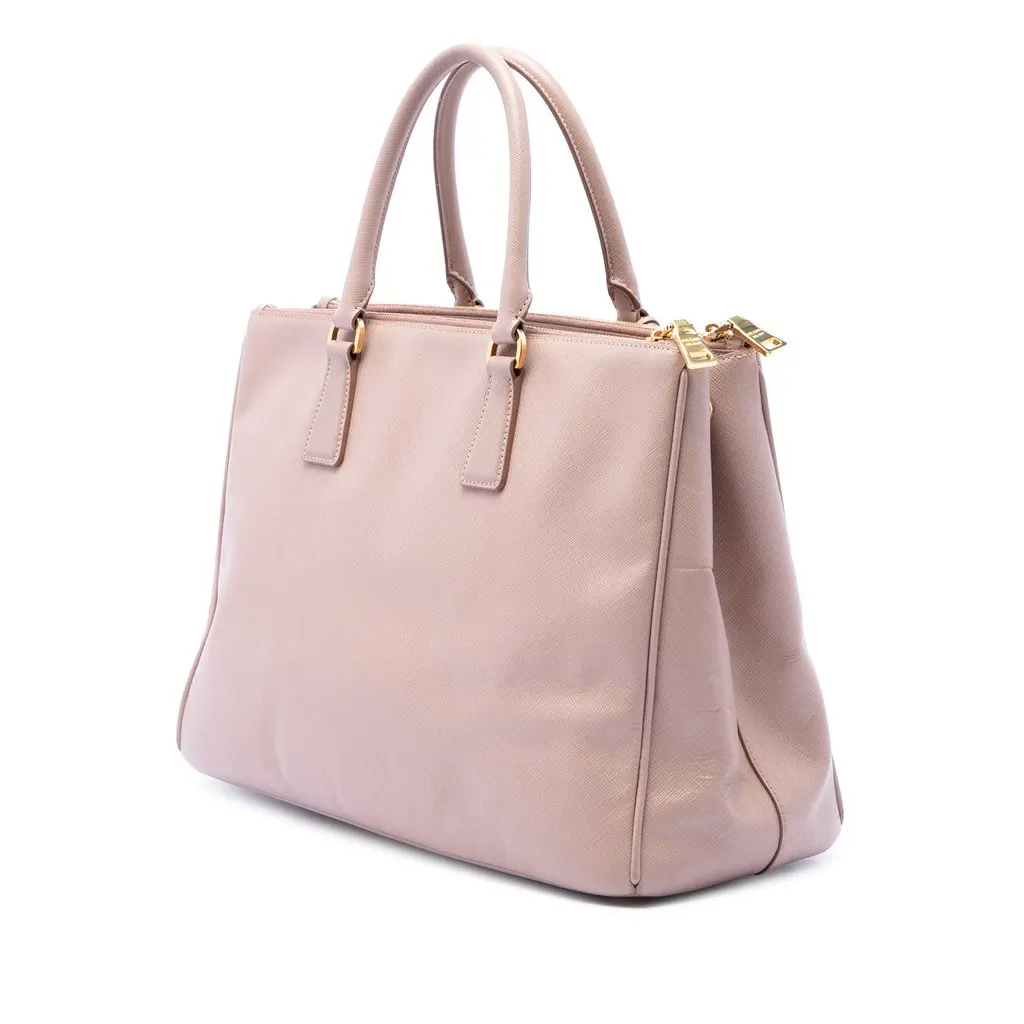 Prada Large Saffiano Lux Galleria Double Zip Satchel Brown Leather Very good - Back View