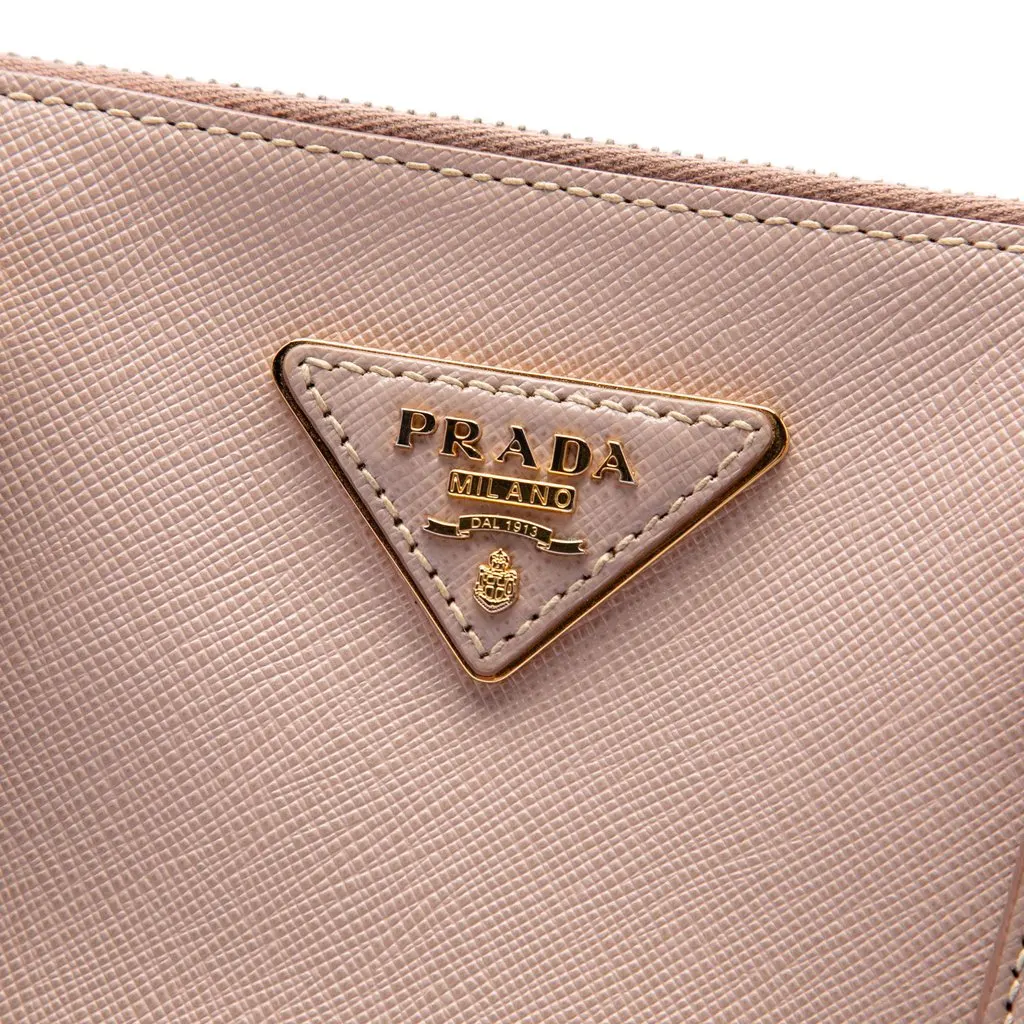 Prada Large Saffiano Lux Galleria Double Zip Satchel Brown Leather Very good - Box View