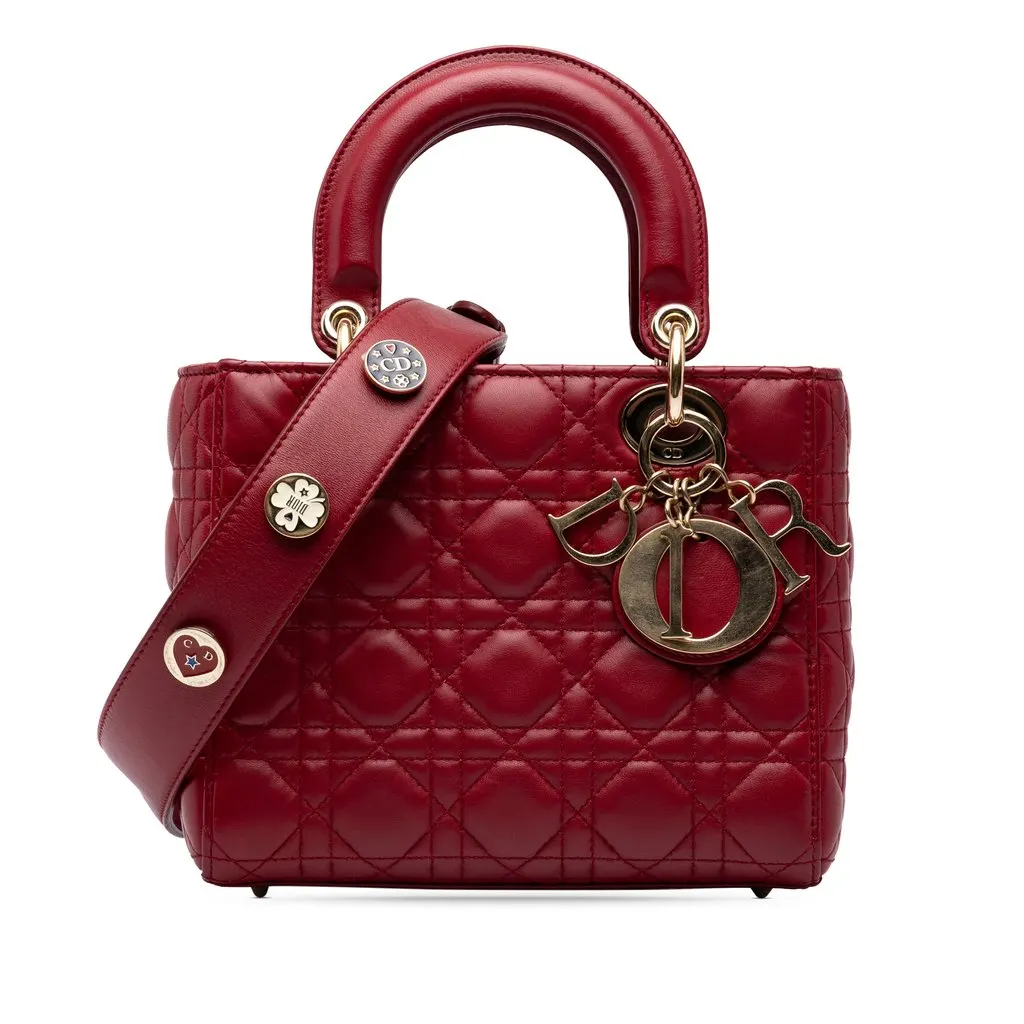 Dior Small Lambskin Cannage MyABCDior Lady Dior Red Leather Very good - Front View