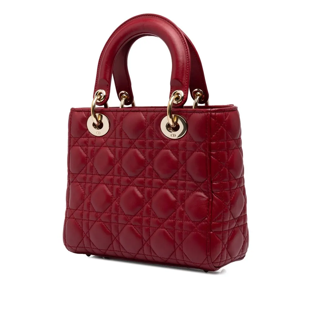 Dior Small Lambskin Cannage MyABCDior Lady Dior Red Leather Very good - Back View