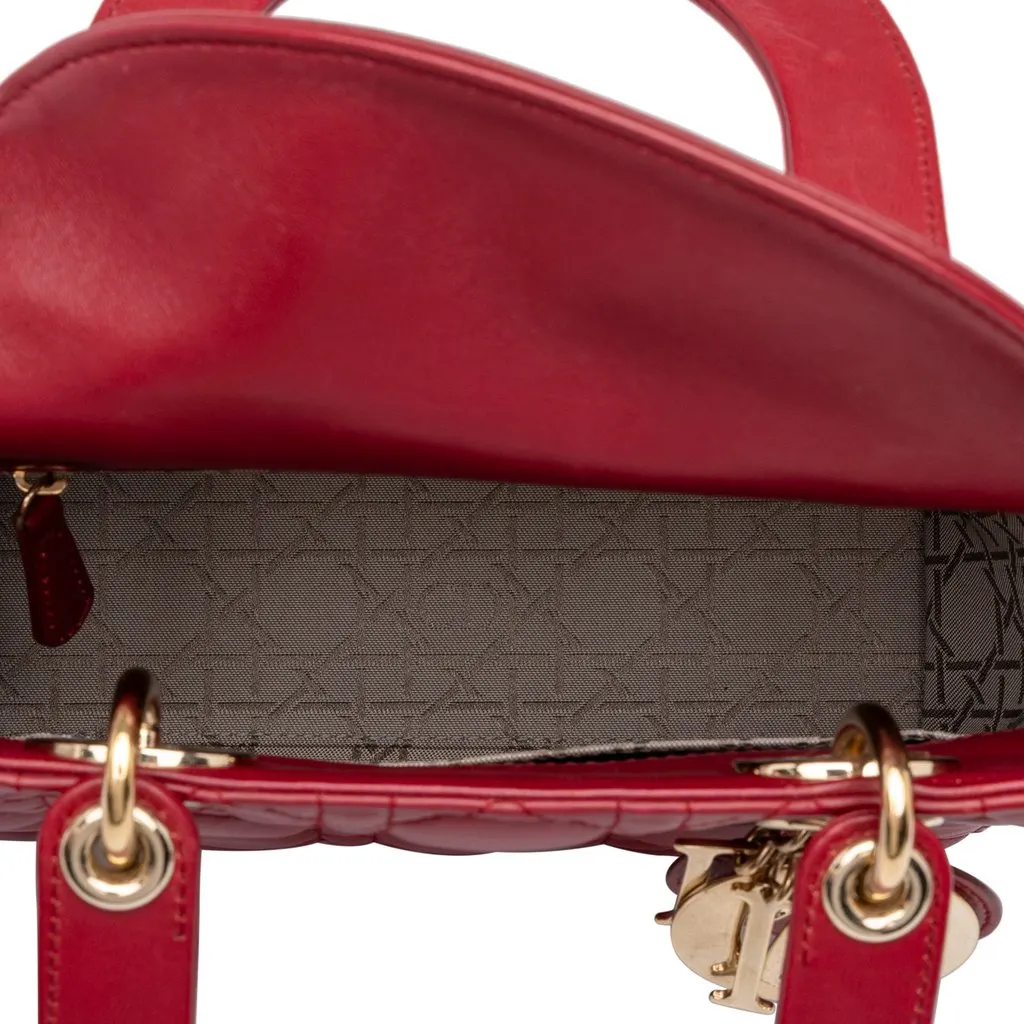 Dior Small Lambskin Cannage MyABCDior Lady Dior Red Leather Very good - Model View