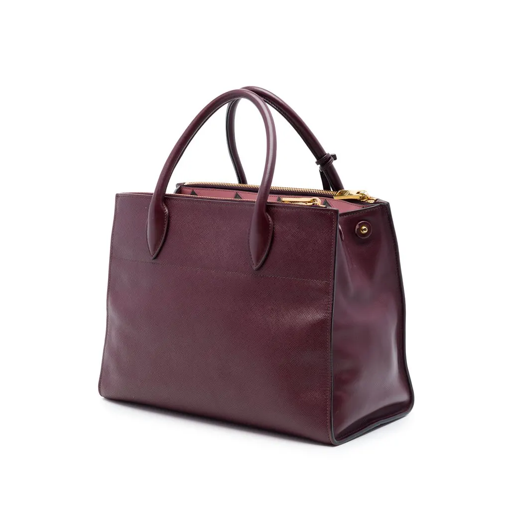 Prada Saffiano Greche Paradigme Bag Red Leather Very good - Back View
