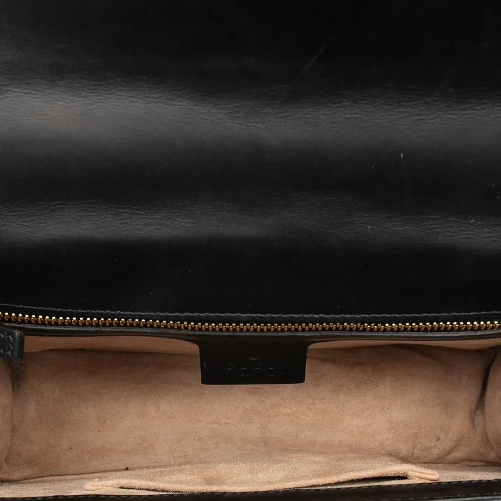 Gucci Small Calfskin Web Sylvie Satchel Black Leather Very good - Model View