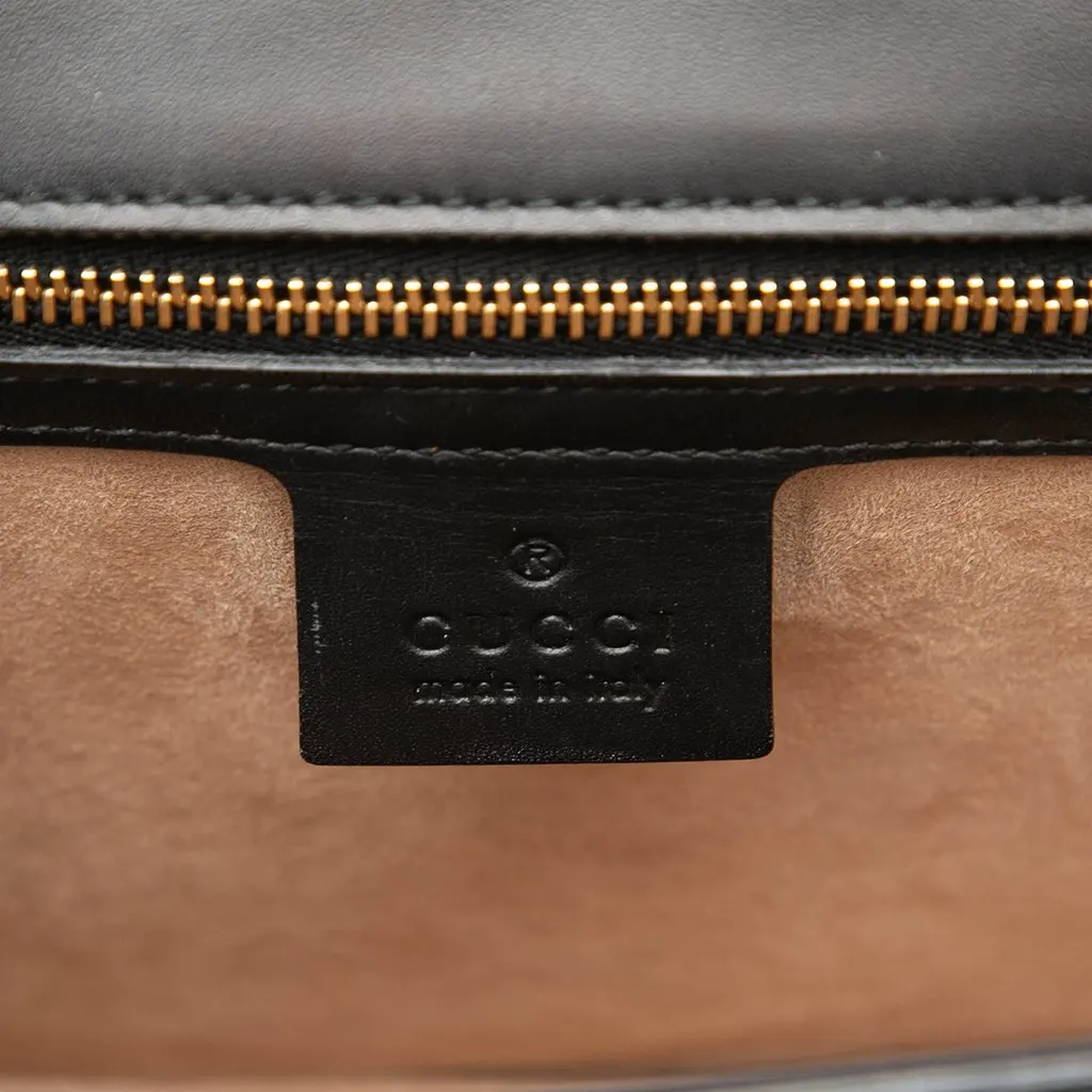Gucci Small Calfskin Web Sylvie Satchel Black Leather Very good - Box View