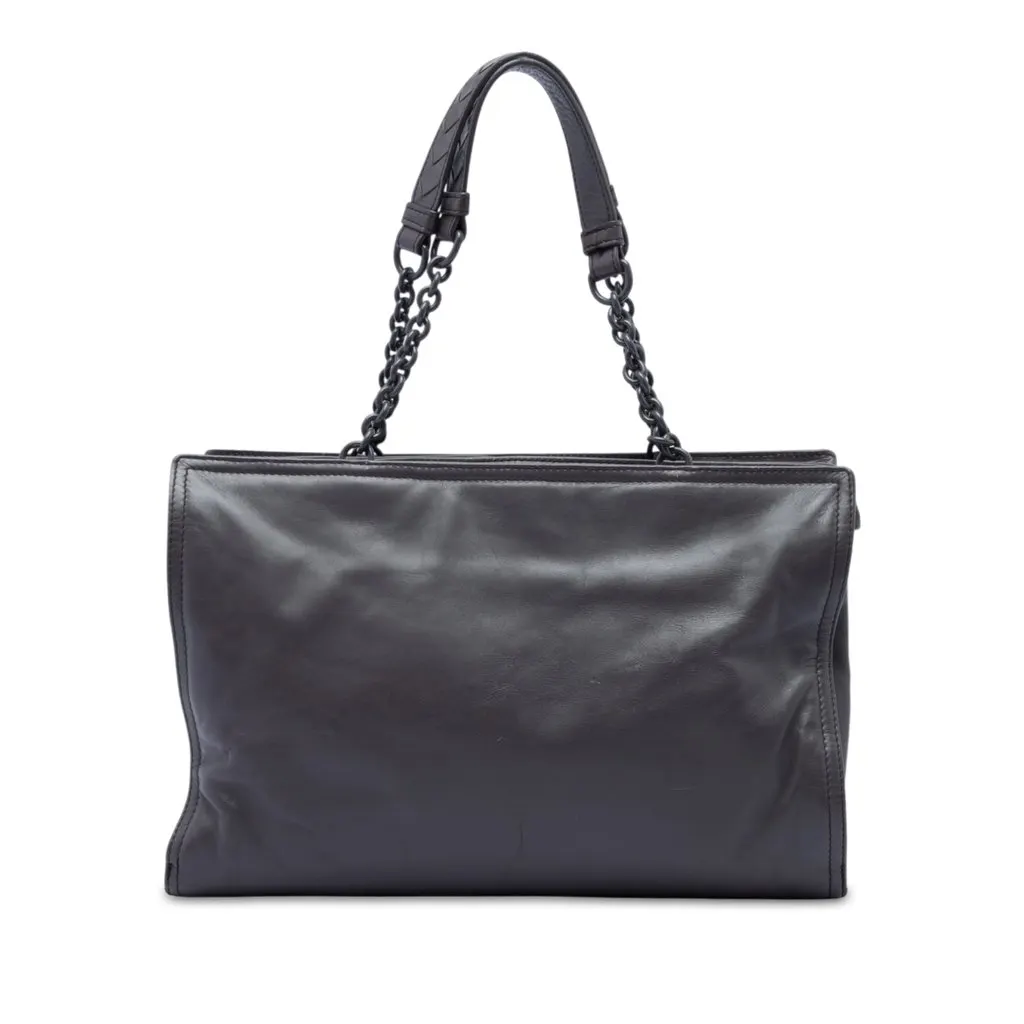 Bottega Veneta Nappa Chain Tote Purple Leather Very good - Front View