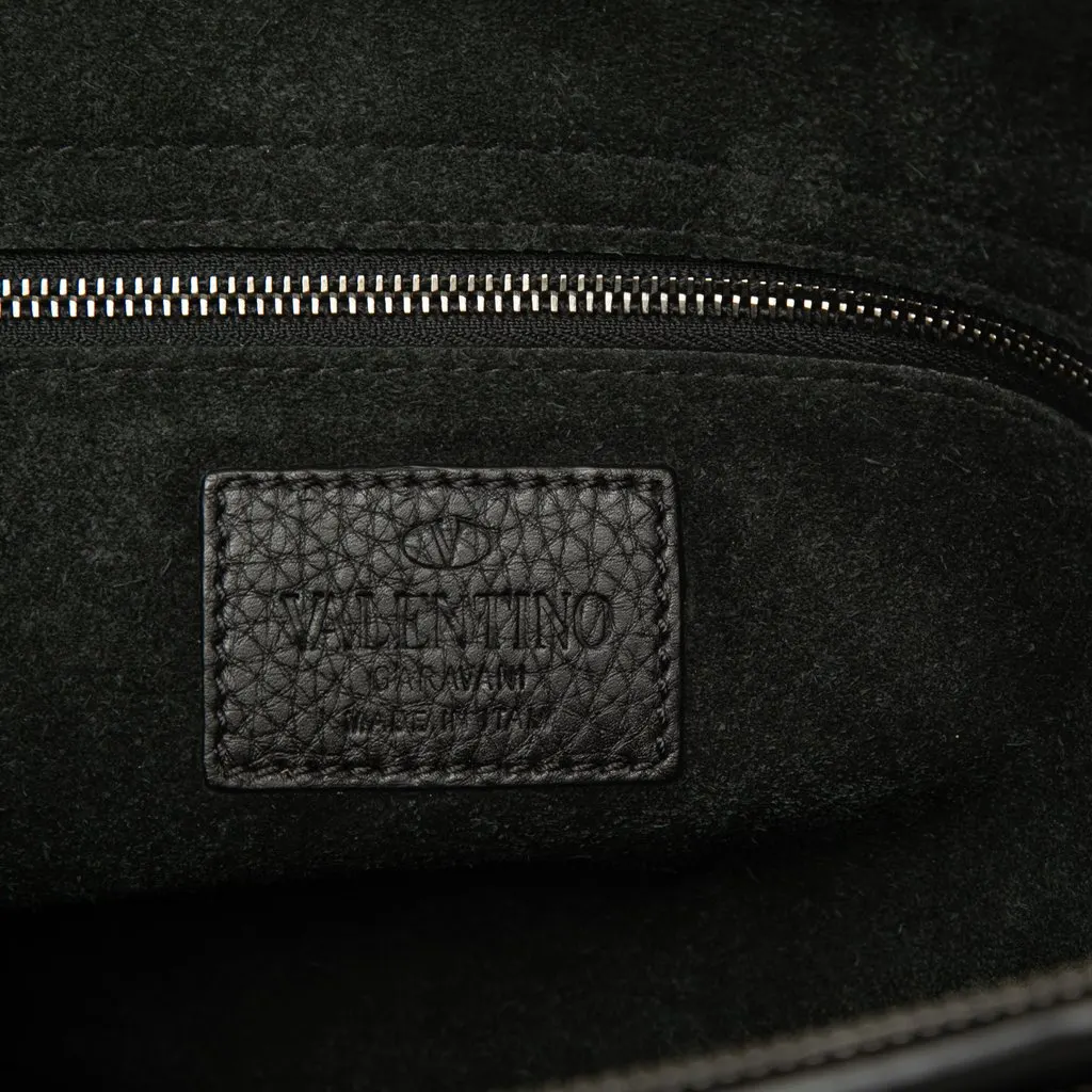 Valentino Grained Calfskin Rockstud Clutch Black Leather Very good - Box View