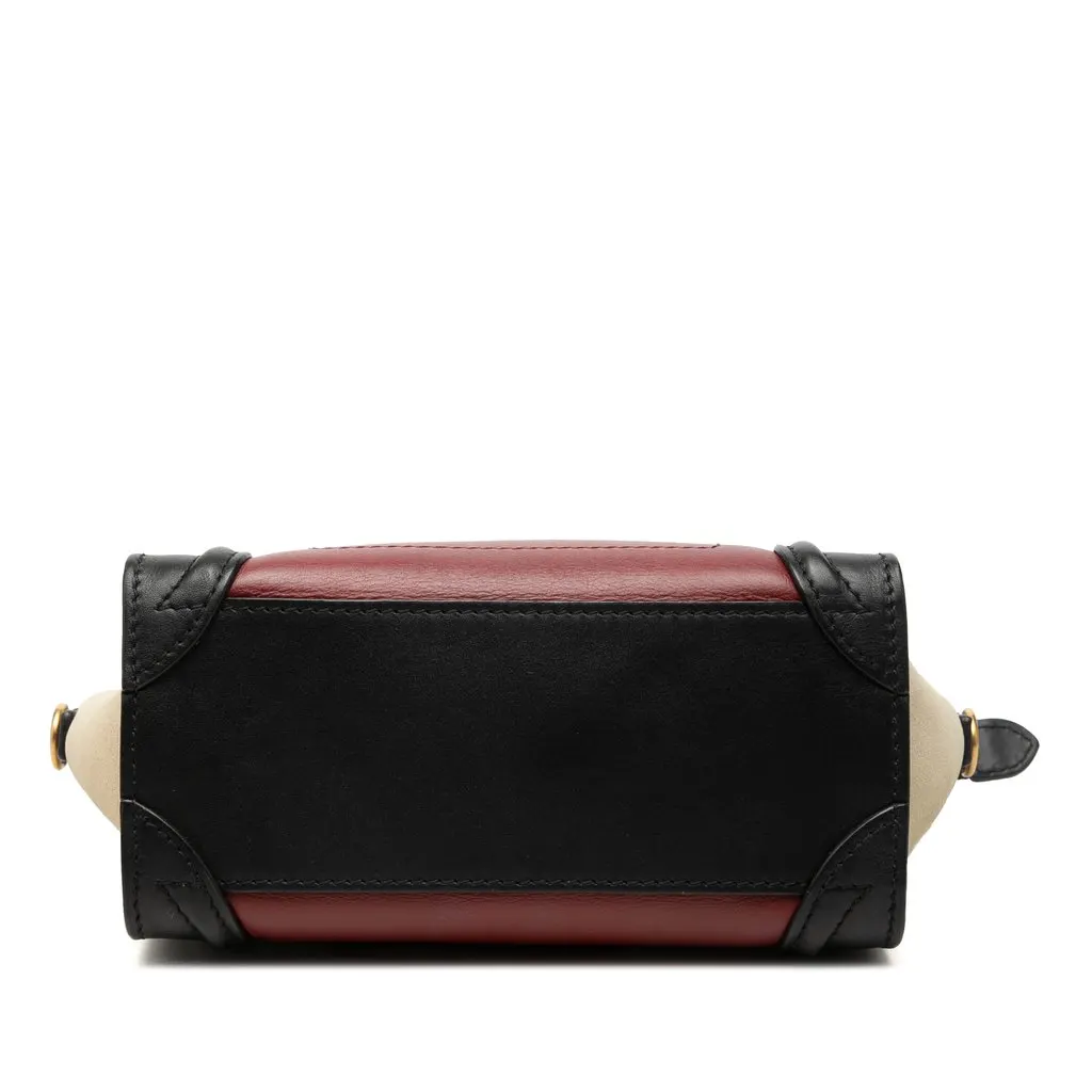 Celine Nano Tricolor Calfskin and Suede Luggage Tote Red Leather Very good - Inside View
