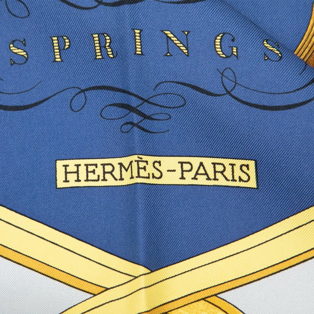 Hermès Springs Silk Scarf 90 Blue Very good - Inside View