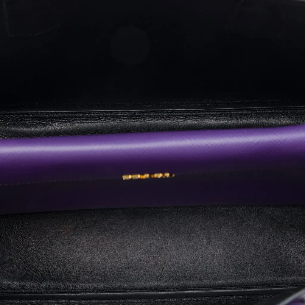 Prada Medium Saffiano Cuir Double Satchel Purple Leather Very good - Model View